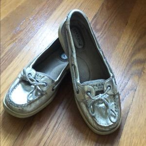 Sperry top-sliders gold and tan 6.5